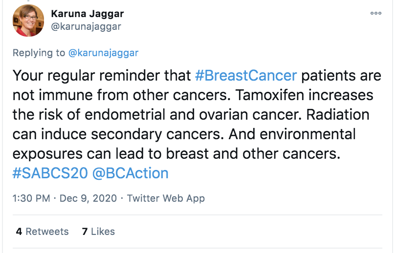 A screen shot of tweet by Karuna Jaggar